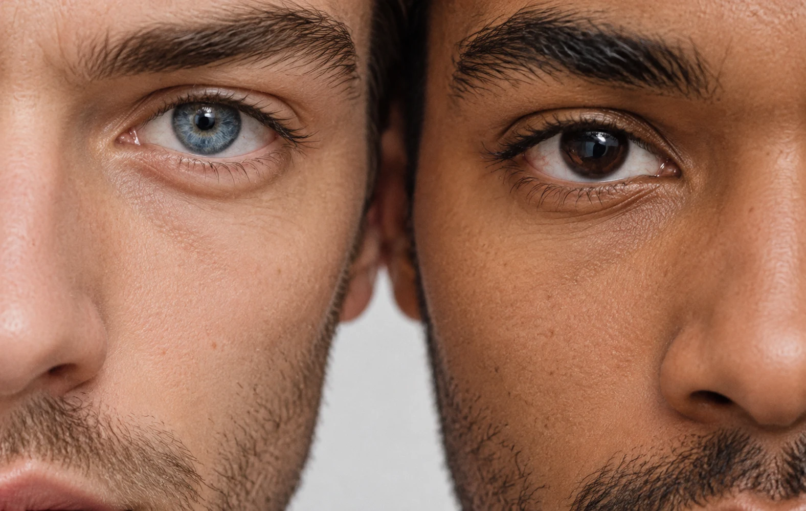 Gros plan sur les yeux de deux hommes