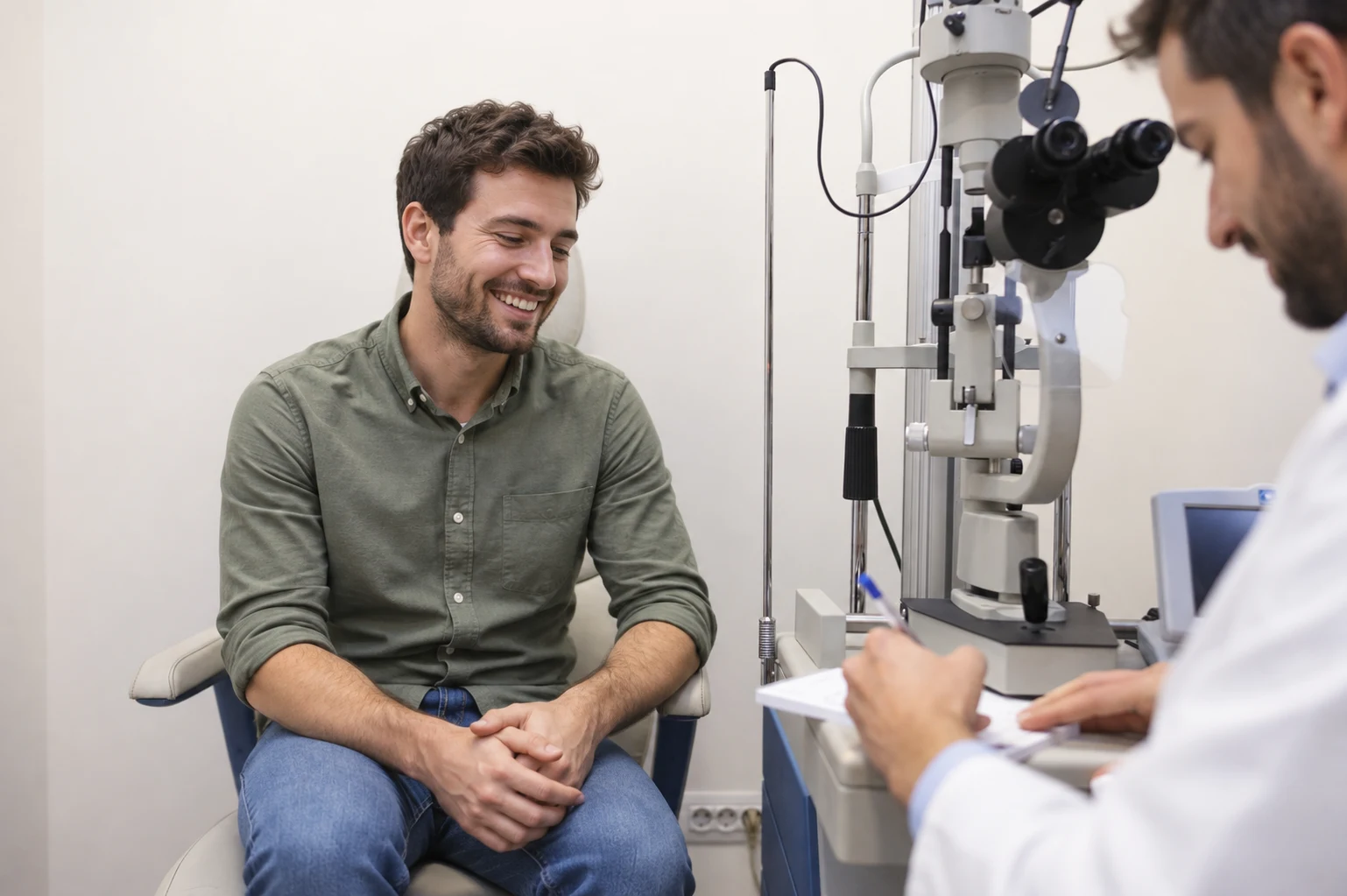 Examen ophtalmologique avant prescription de lunettes