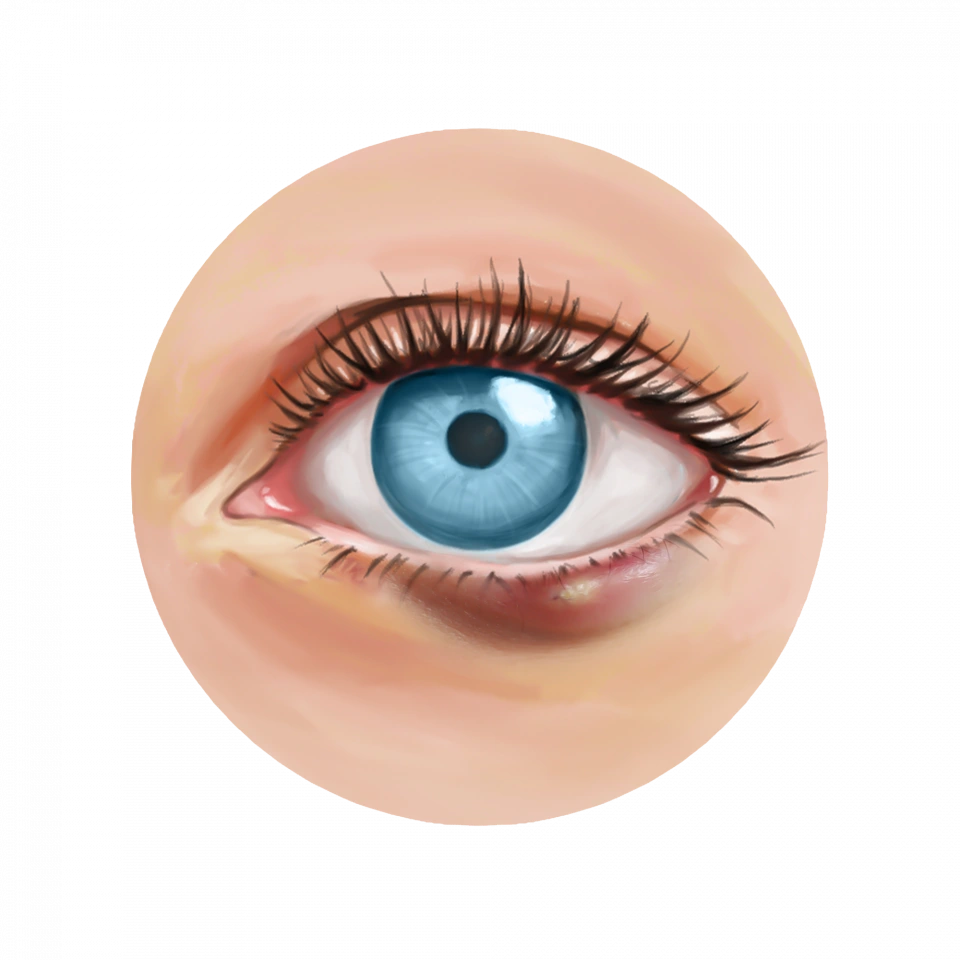 Illustration d’un chalazion sur la paupière inférieure