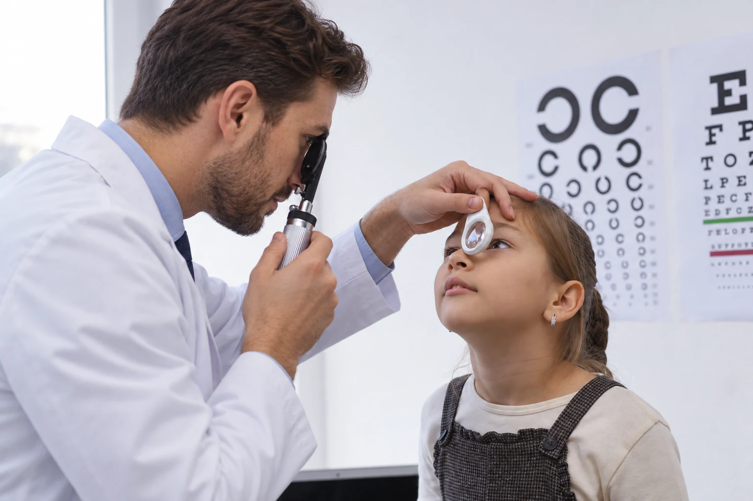 Examen ophtalmologique d’une enfant